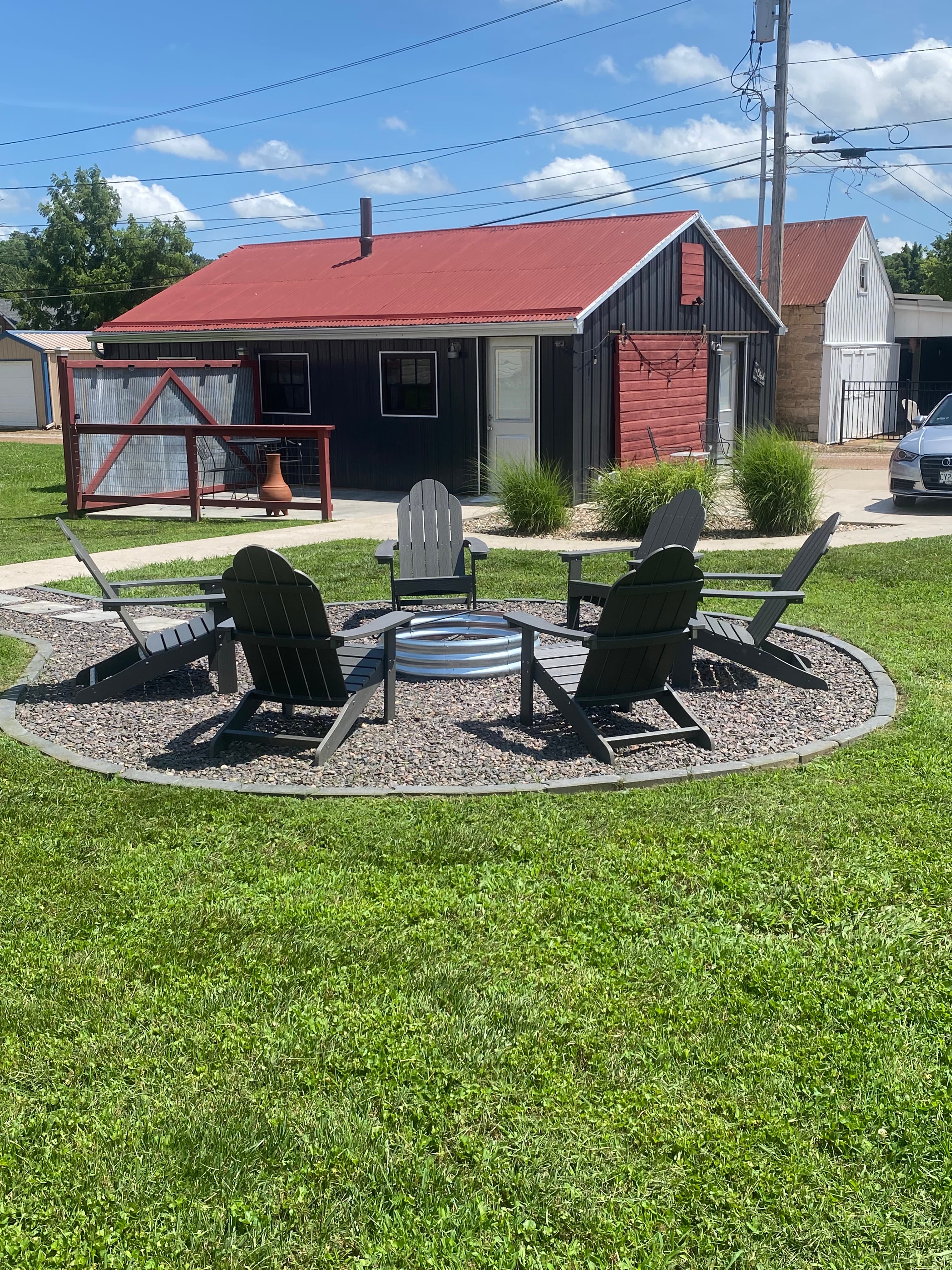 Enjoy our backyard. Complete with Fire Pit and Grill