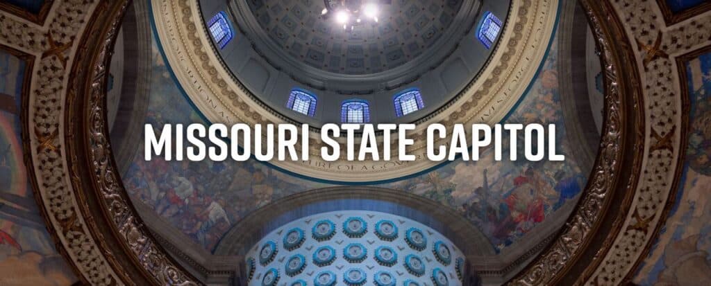 Interior view of the dome at the Missouri State Capitol.