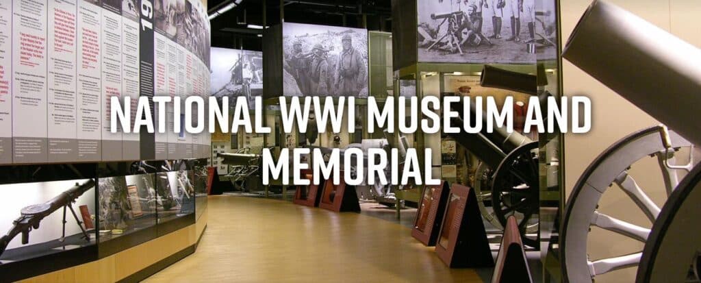 Interior view of the National WWI Museum and Memorial featuring exhibits and artifacts.